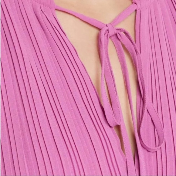 Jonathan Simkhai NWT Pink Pleated Tie Front Dress - Picture 3 of 11
